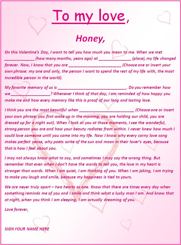 Romantic Letters Free Word Templates