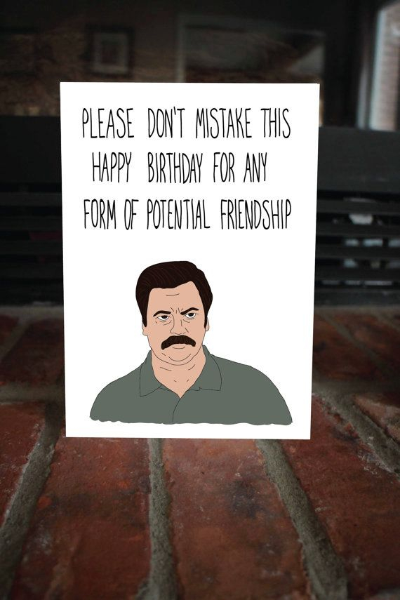 Ron Swanson Birthday Card Sarcastic Parks And Rec Card Funny Birthday 
