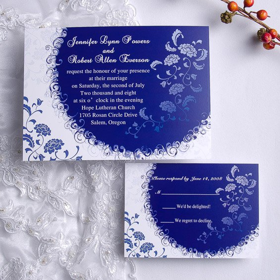 Royal Blue And White Wedding Invitations