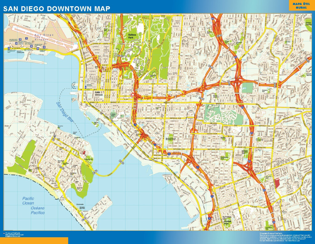 San Diego Downtown Map Wall Maps Of The World Countries For Australia