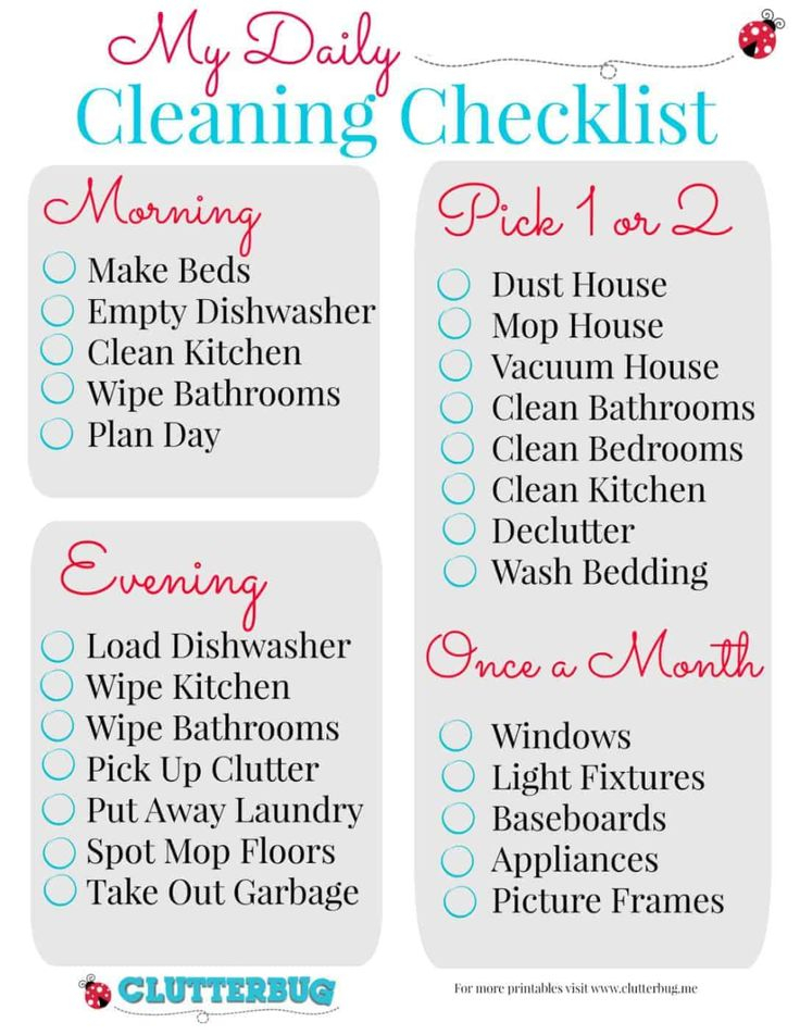 Saturday Cleaning Checklist Google Search Daily Cleaning Checklist