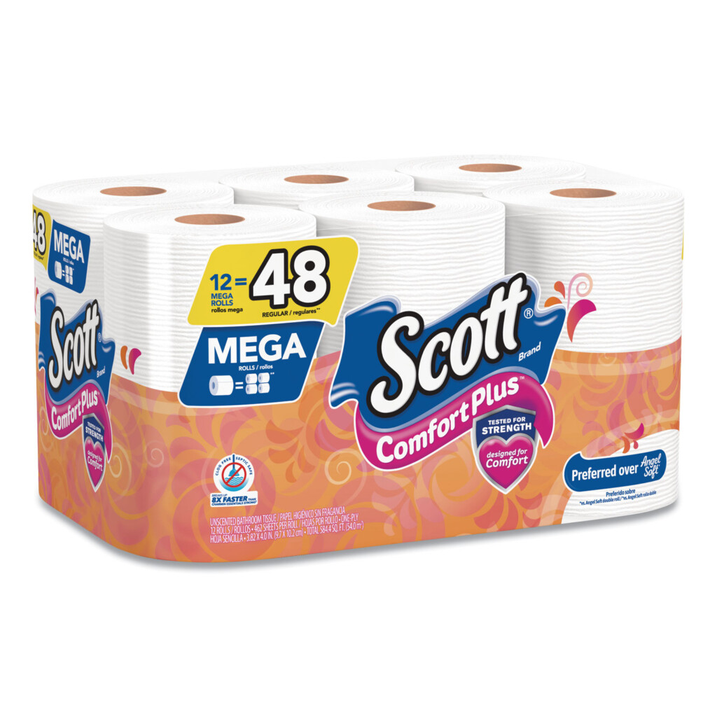 Scott ComfortPlus Toilet Paper Mega Roll Bath Tissue Septic Safe 1 