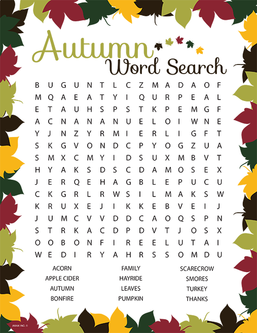 Seasonal autumnwordsearch base png 507 656 Fall Words Senior 