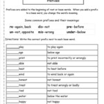 Second Grade Prefixes Worksheets Suffixes Worksheets Prefix