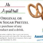Second Pretzel Free With Your Drink At Auntie Annes Coupon Via The