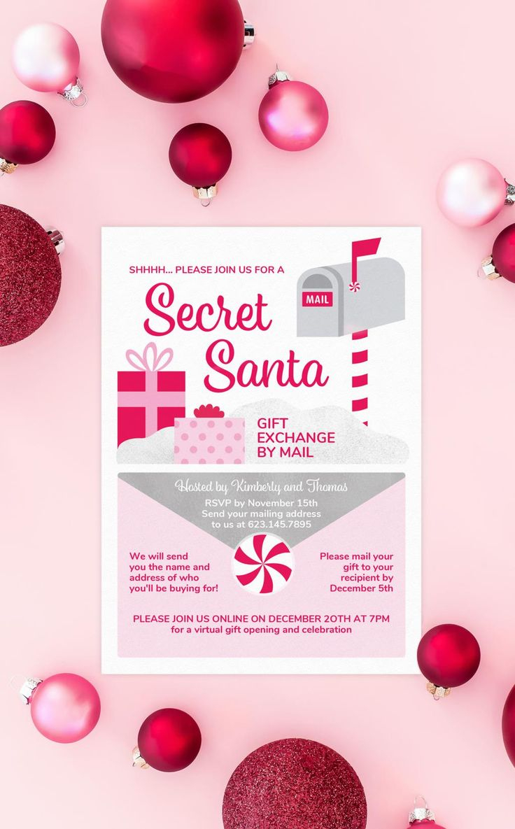 Secret Santa By Mail Gift Exchange Invitation Gift Exchange ...