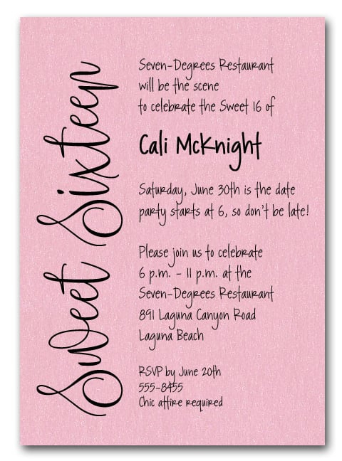 Shimmery Pink Sweet Sixteen Birthday Party Invitations