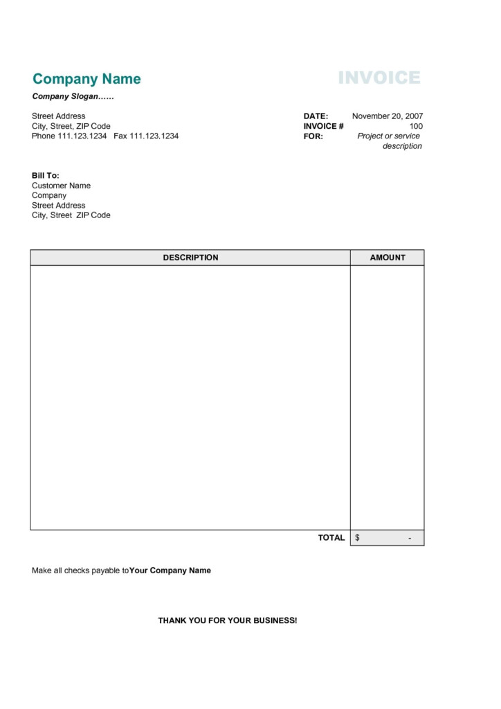 Simple Blank Invoice Template Invoice Template Ideas