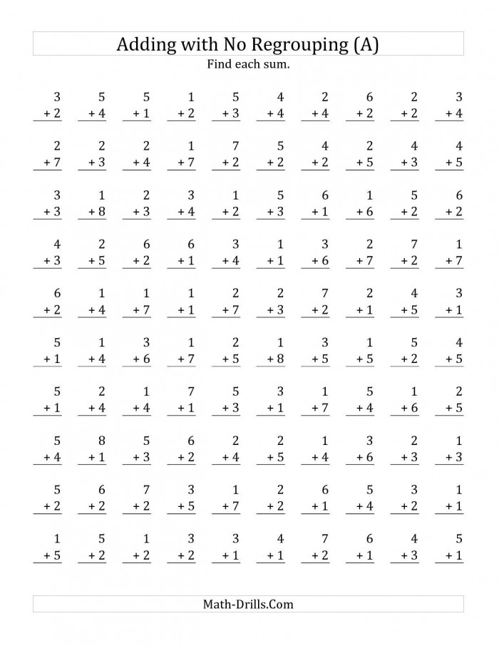 Single Digit Addition Practice Worksheets 99Worksheets