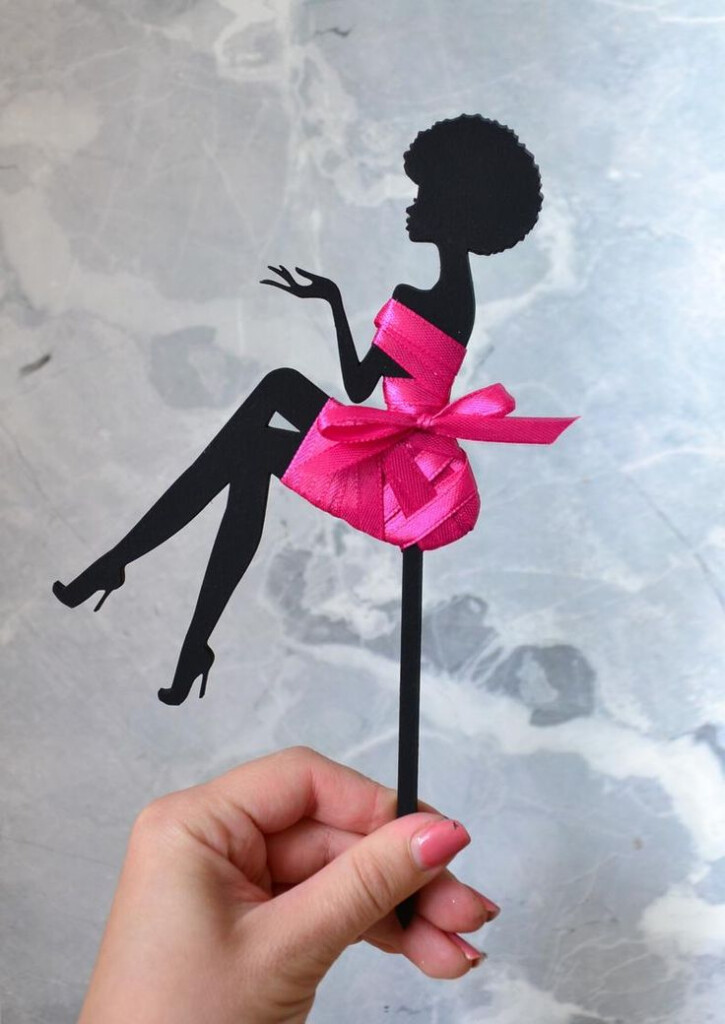 Sitting Girl Silhouette Cake Topper Girl Topper Silhouette With An Afro 