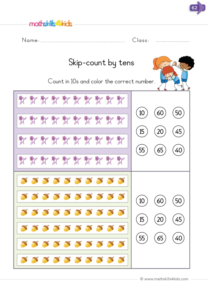 Skip Counting Worksheets For Kindergarten Pdf Skip Counting By 2s 5s 