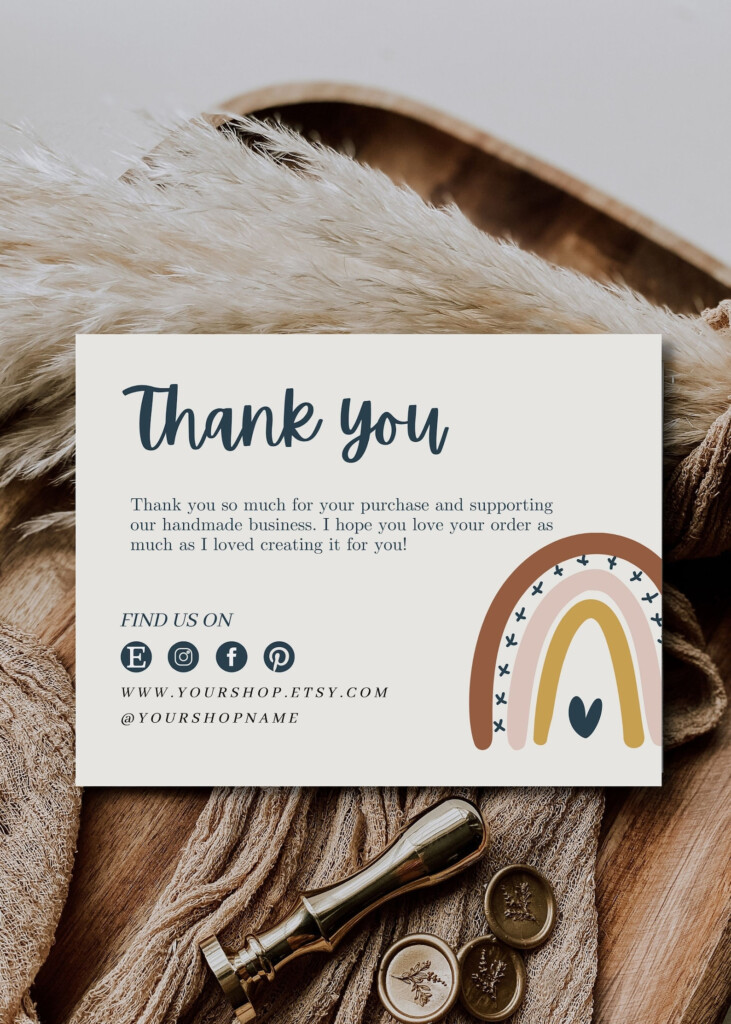 Small Business Thank You Card Template Blush Package Insert Etsy ...