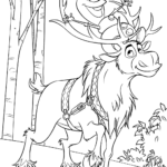 Snowman Olaf And Sven Reindeer Coloring Page Printable