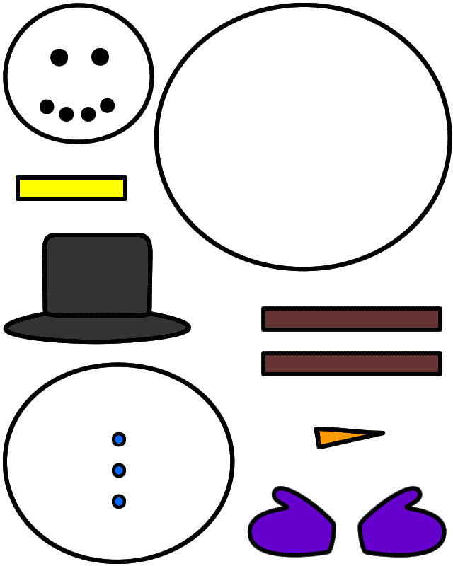 Snowman Paper Craft Color Template 