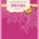 So Grateful Butterfly On Pink Birthday Card For Mom Greeting Cards