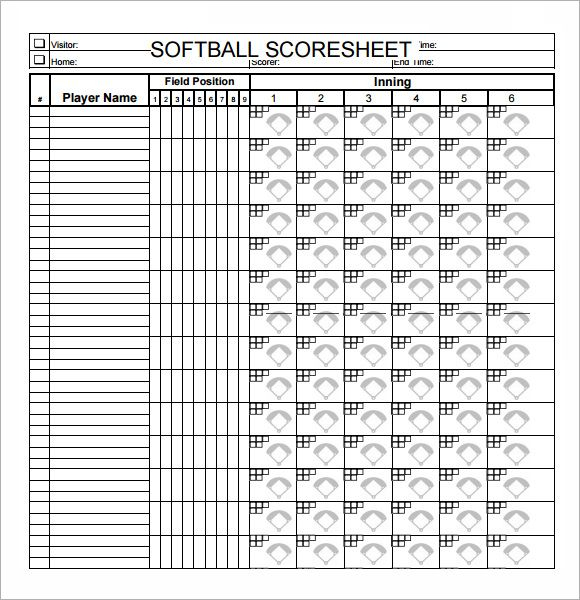 Softball Score Sheet Baseball Lineup Softball Baseball Scores