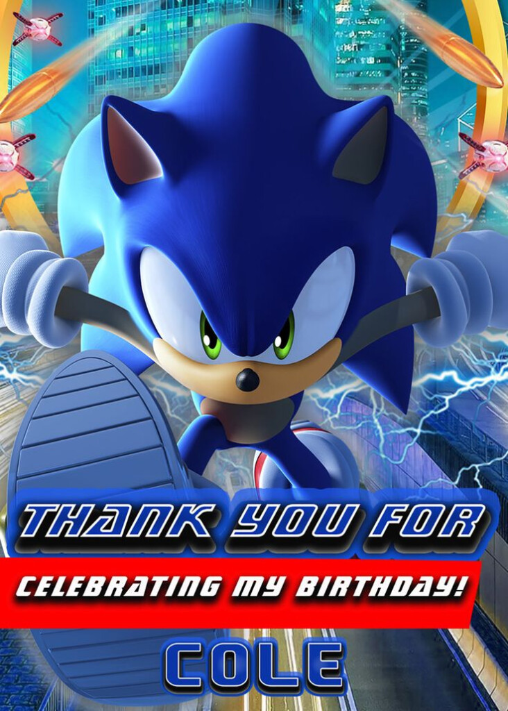 Sonic The Hedgehog Thank You Card Party Supplies Amazing Designs US 