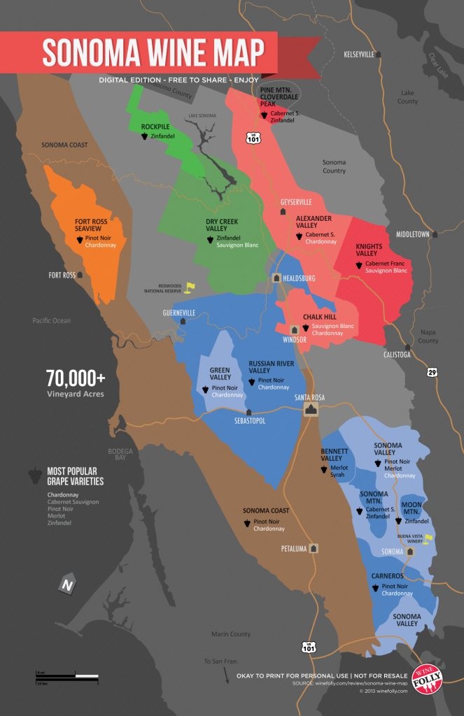 Sonoma Wine Map Poster Wine Folly California Wine Appellation Map 