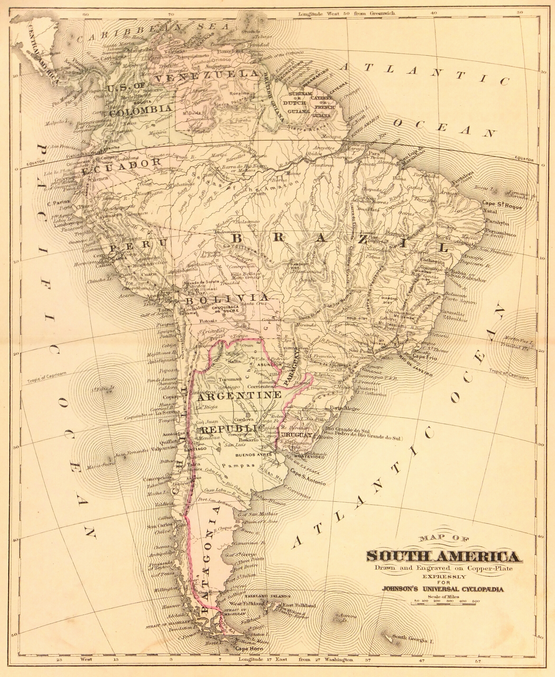 South America Map 1885 Original Art Antique Maps Prin - vrogue.co