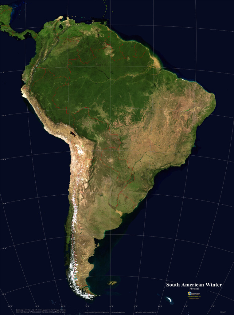 South American Winter Physical Wall Map By Newport Geographic MapSales