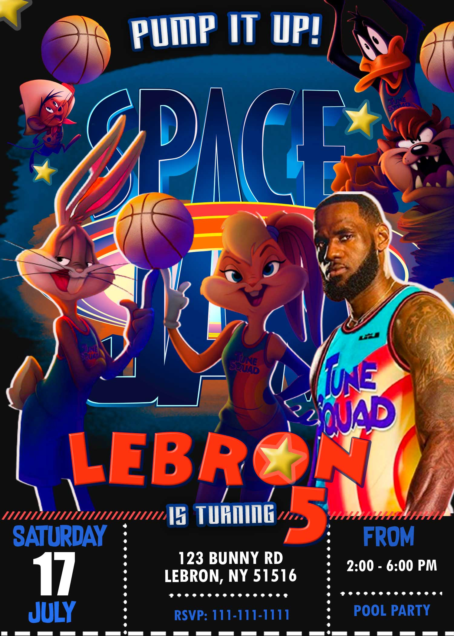 Space Jam A New Legacy Birthday Invitation Digital Invite