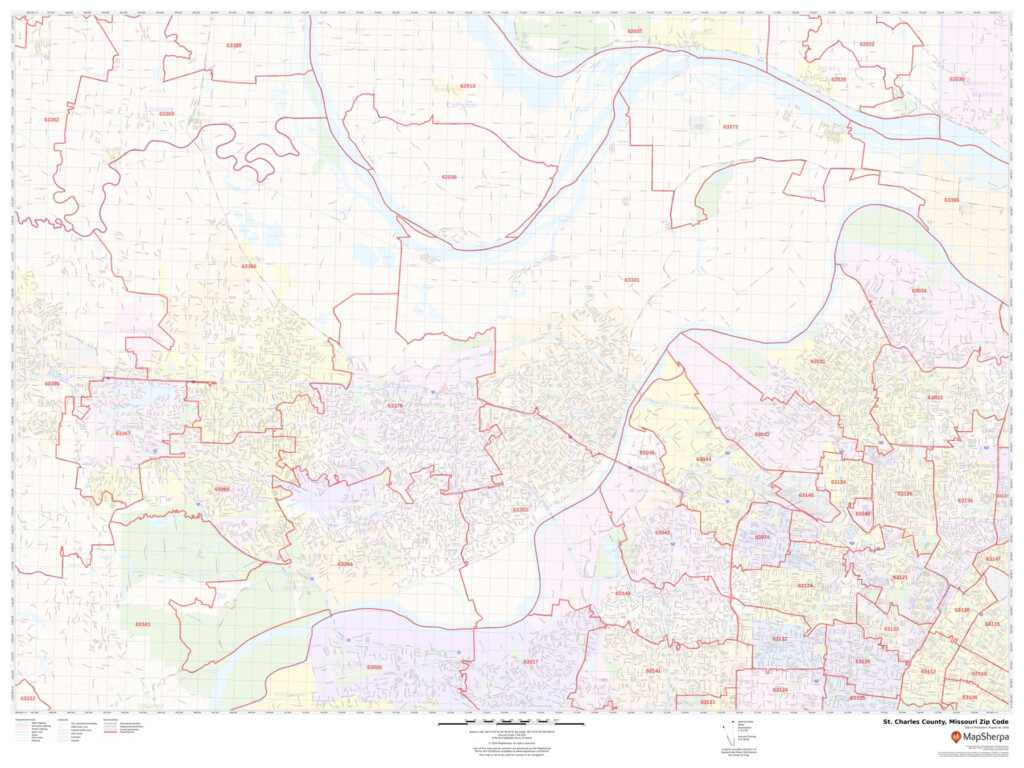 St Charles County Zip Code Map Missouri