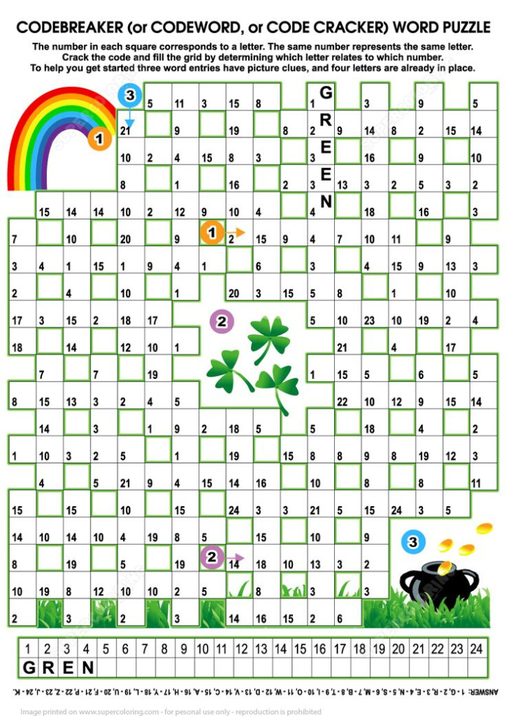 St Patricks Day Codebreaker Word Puzzle Free Printable Puzzle Games 