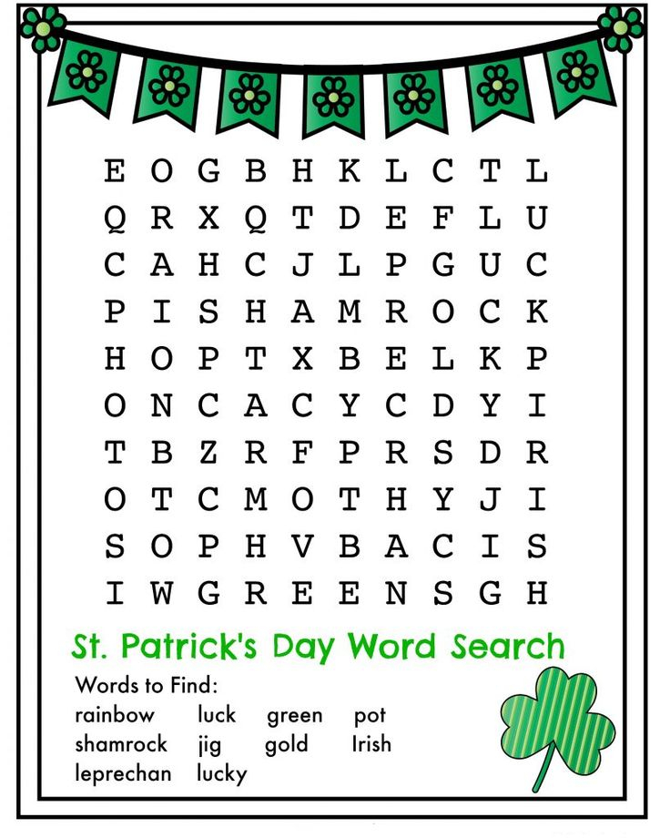 St Patricks Day Word Search Best Coloring Pages For Kids St Patrick 