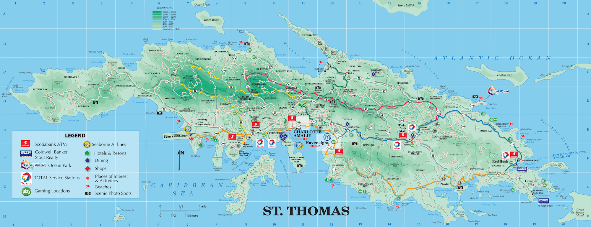 St Thomas Island Tourist Map