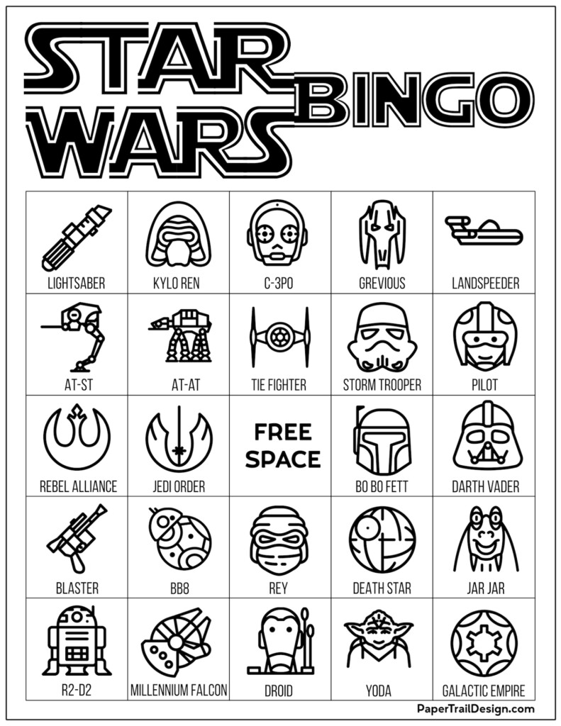 Star Wars Bingo Free Printable Party Game Paper Trail Design