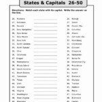States And Capitals Matching Worksheet Unique 50 States Capitals List