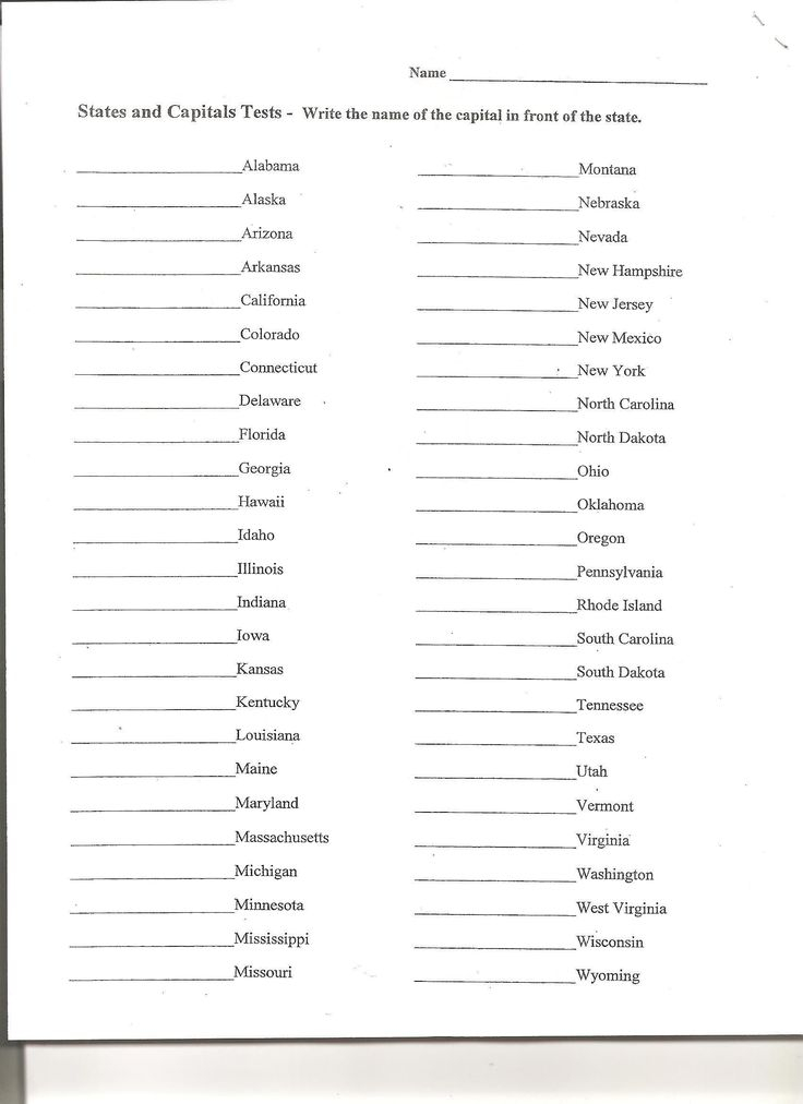 States And Capitals Matching Worksheet Worksheet For Education
