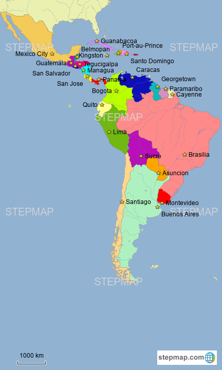 StepMap Capitals Of Latin America Landkarte F r Germany