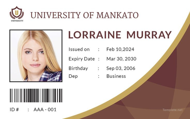 Student ID Card Template Illustrator Word Apple Pages Publisher 
