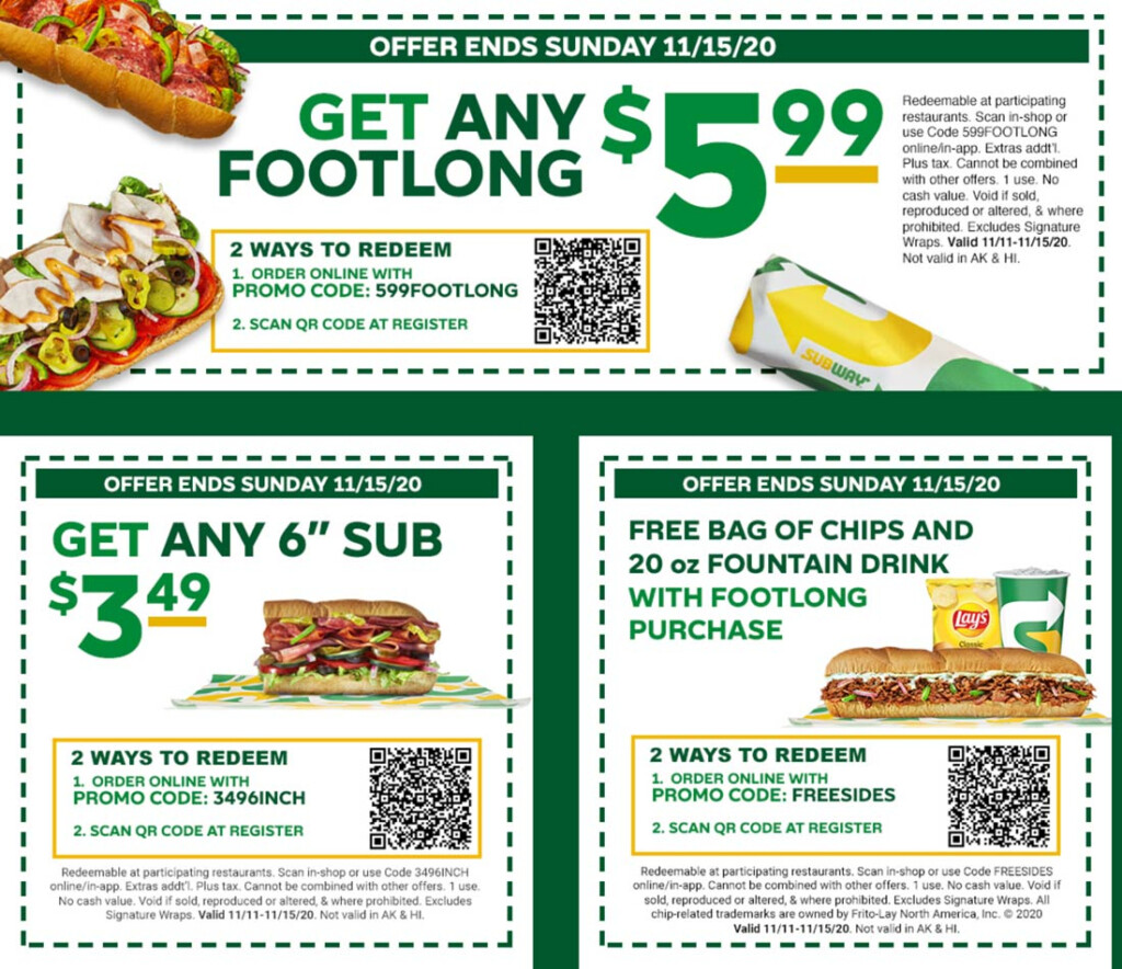 Subway August 2021 Coupons And Promo Codes 