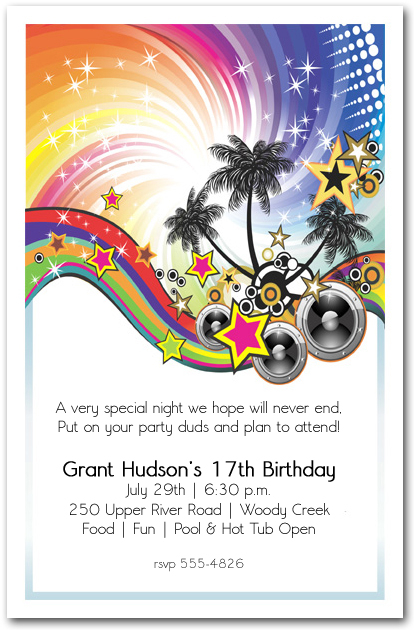 Summer Music Party Invitation Teenage Birthday Party Invitations