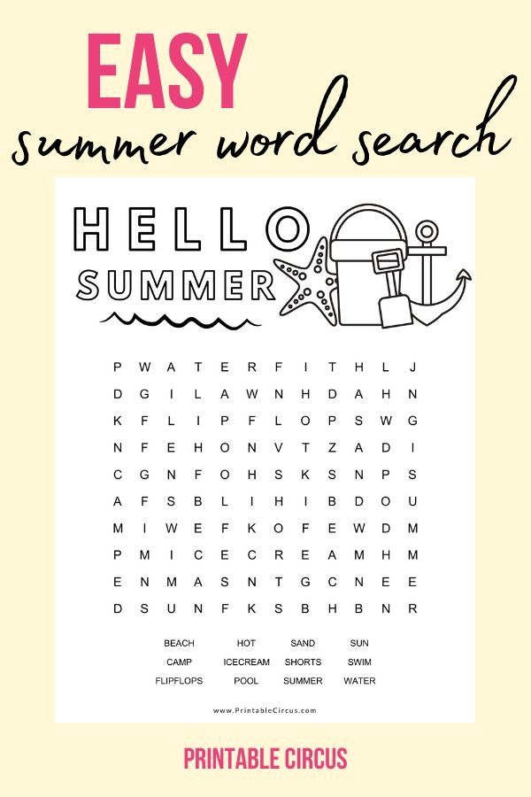 Summer Word Search Puzzles FREE Printable PDFs Printable Circus In