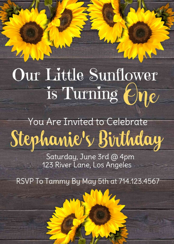 Sunflower Birthday Party Invitation Invite Yellow Flower Etsy House 