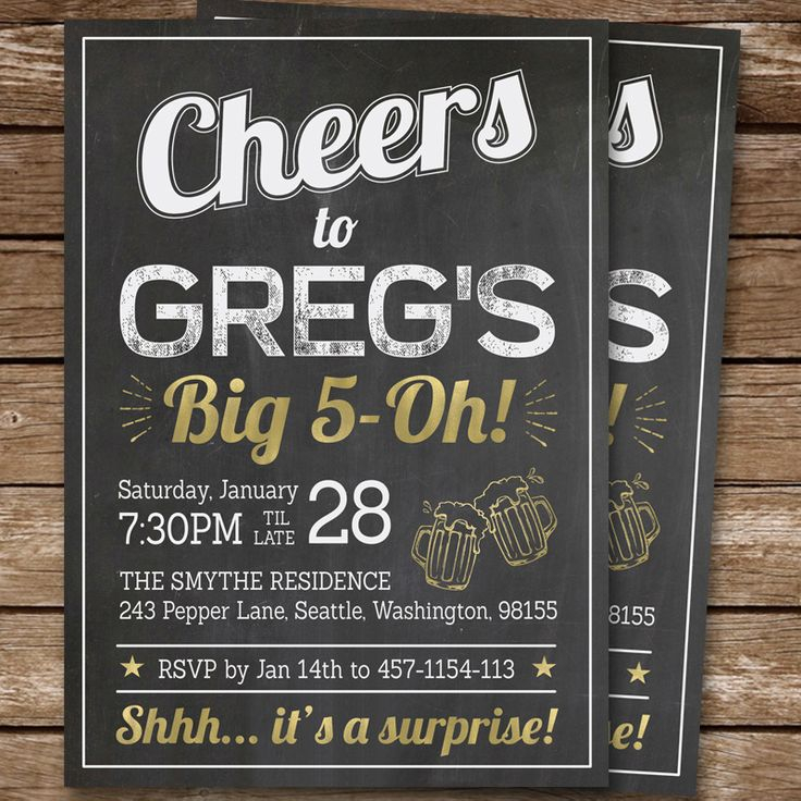 Surprise 50th Birthday Invitation For Man Cheers To Big 5 oh Etsy 