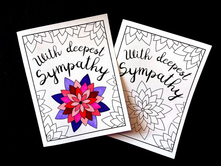 Sympathy Card With Flowers Printable PDF Coloring Page Etsy