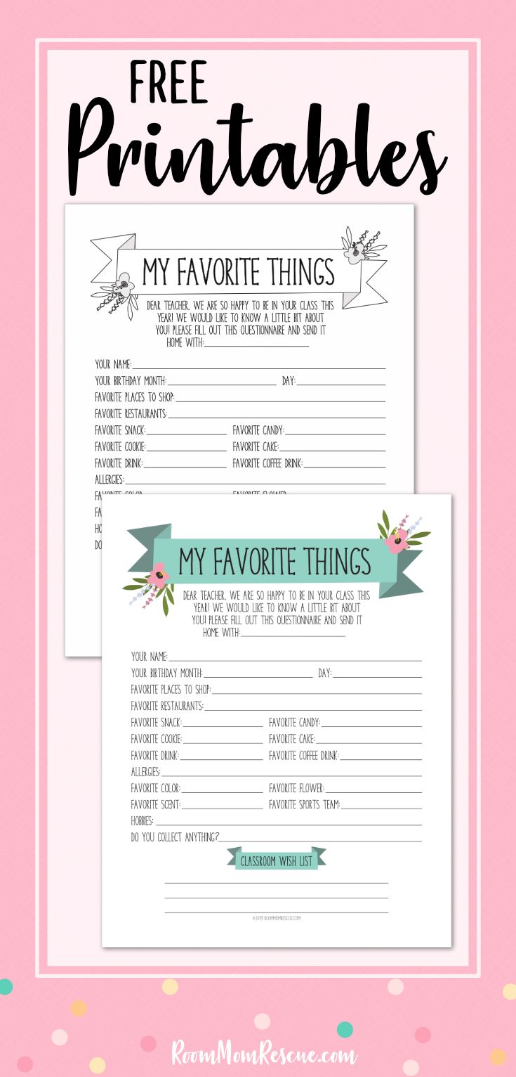 Teacher Questionnaire Best Way To Get To Know The Teacher Printable