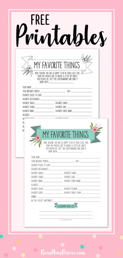 Teacher Questionnaire Best Way To Get To Know The Teacher Printable 