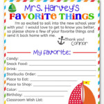 Teacher s Favorite Things Printable Questionnaire Happy Go Lucky