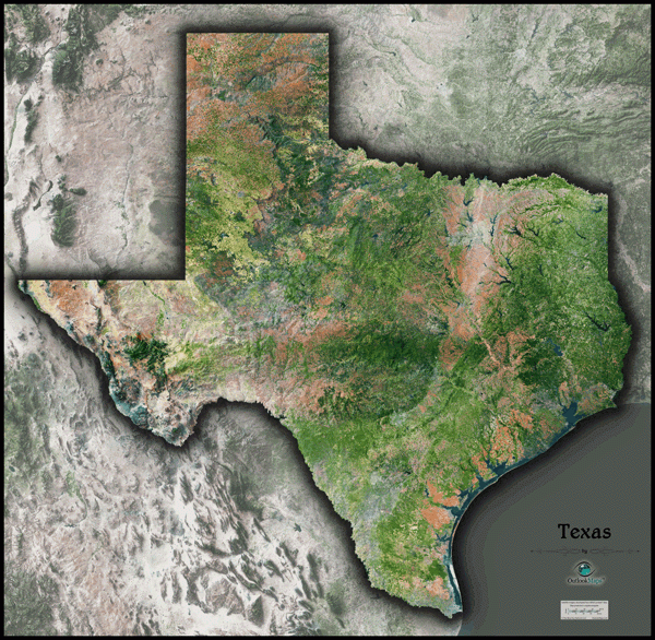Texas Satellite Wall Map By Outlook Maps MapSales