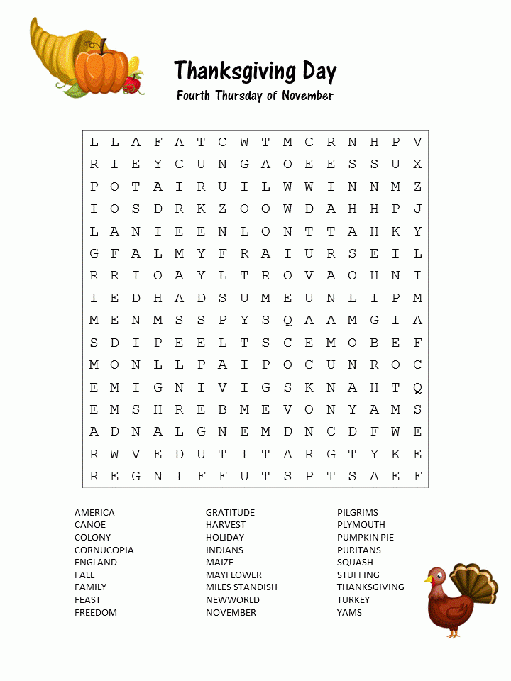 Thanksgiving Word Search Best Coloring Pages For Kids