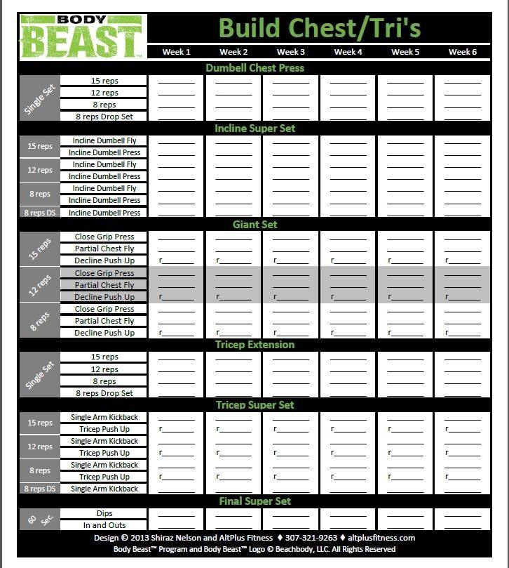 The New And Improved Body Beast Workout Sheets Tra FitInspiration 