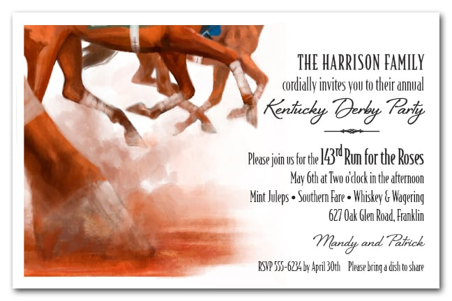 Thundering Horses Racing Invitations Kentucky Derby Party Invitations