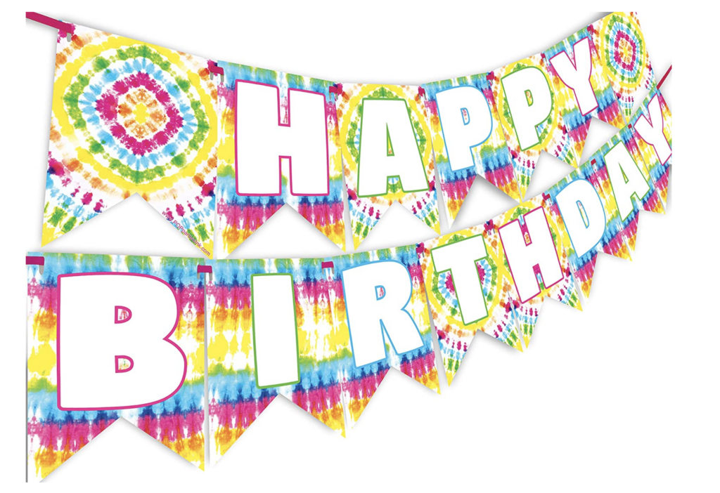 Tie Dye Party Happy Birthday Banner Tie Dye Party Supplies Tie Dye 