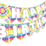 Tie Dye Party Happy Birthday Banner Tie Dye Party Supplies Tie Dye