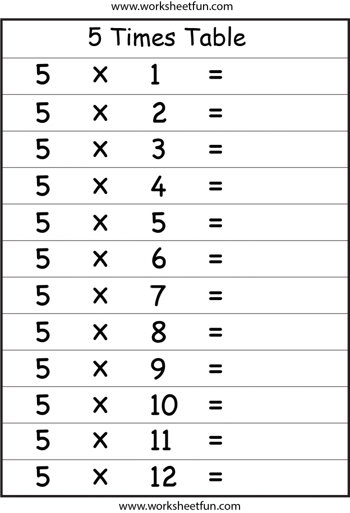 Times Tables 5s Worksheets 99Worksheets